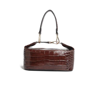 

Women Handbag Leather Crocodile Pattern Box Shape Female Tote Purse Brand Designer Hote Sale Female Small Retro Bag