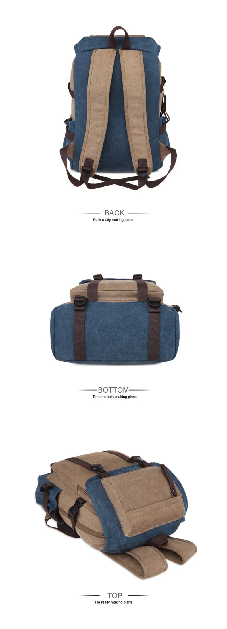 New Classic Men Canvas Travel Laptop Rucksack Shoulder BagsTeenage Boys Backpacks Large School Vintage Students Packet XA270WC