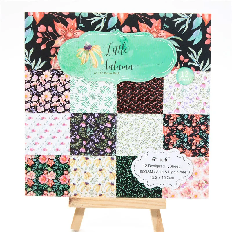 

YPP CRAFT 12pcs 6" Single-side Printed In Autumn pattern creative papercraft art paper handmade scrapbooking kit set book
