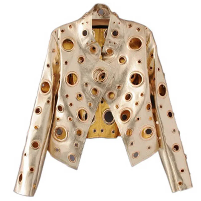 Manches Black Cuir Confortable Manteau Cou Longues Court Rivetcircle Mspuleatherclothing Rond À gold Chapeau Col De Tissus Régulière Pas Veste En nm80wN
