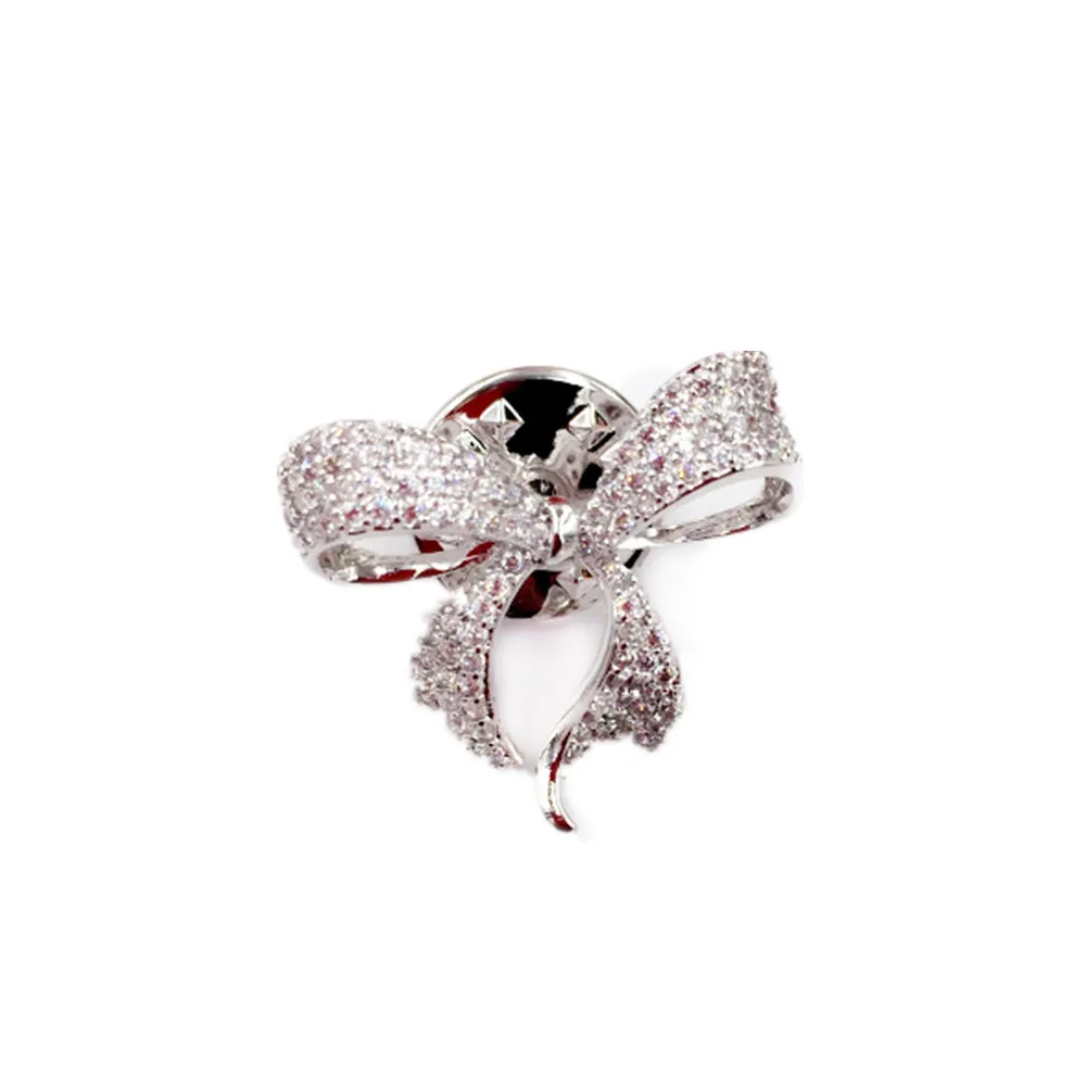 

New Style Fashion Cute Bowknot Brooch for Women Girls Trendy Zircon Brooches Suit Scarf Collar Pins Wedding Jewelry Gift