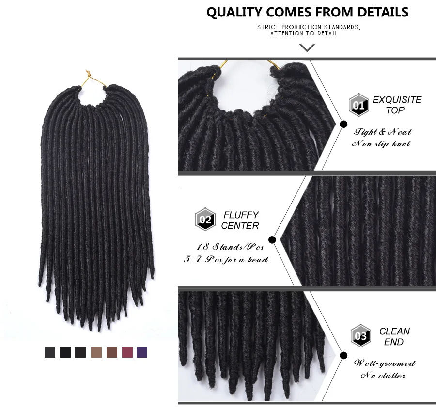 Alileader 18 прядей, вязанные крючком косички, искусственные локоны в стиле Crochet, волосы для наращивания, теплостойкие, синтетические косички, волосы, черный, коричневый, фиолетовый