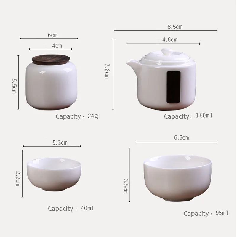  Chinese Travel Kung Fu Tea Set Ceramic Portable Teapot Porcelain Teaset Gaiwan Tea Cups of Tea Cere