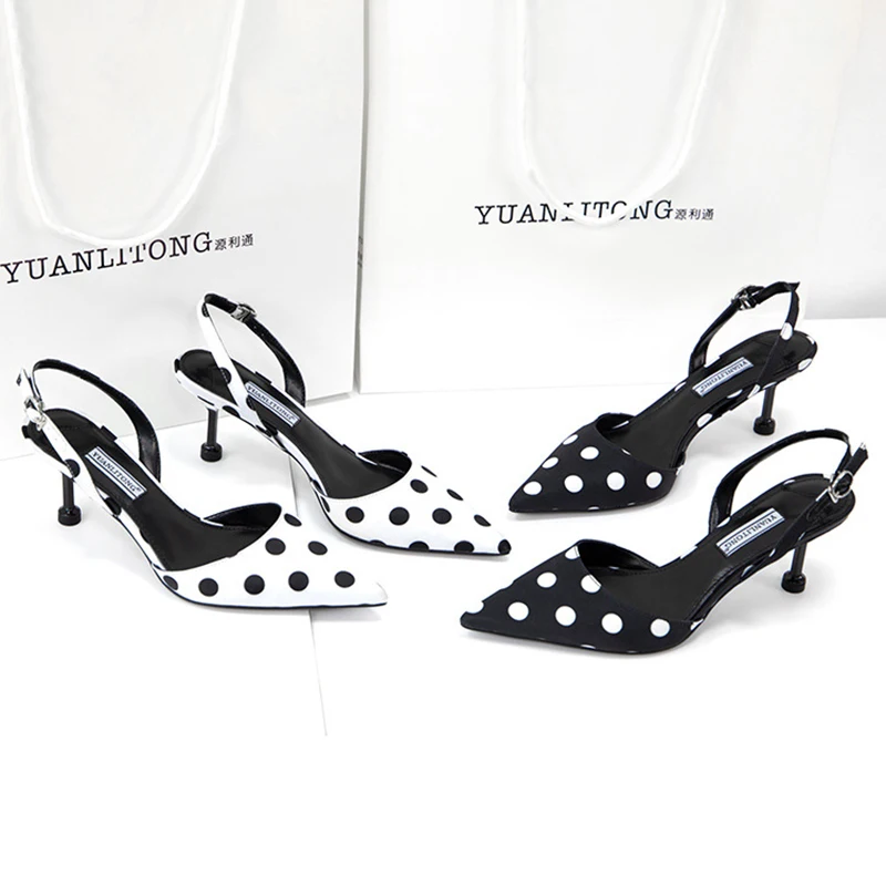 black and white slingbacks