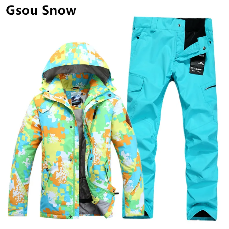 

Winter waterproof warm men's ski and snowboard suits GSOU SNOW ski jacket pants men ski hombre ski clothing