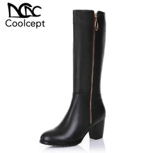 «CooLcept» ботфорты выше колена сапоги из натуральной кожи женские зимние сапоги на высоком каблуке R4631 размер 31–45 евро
