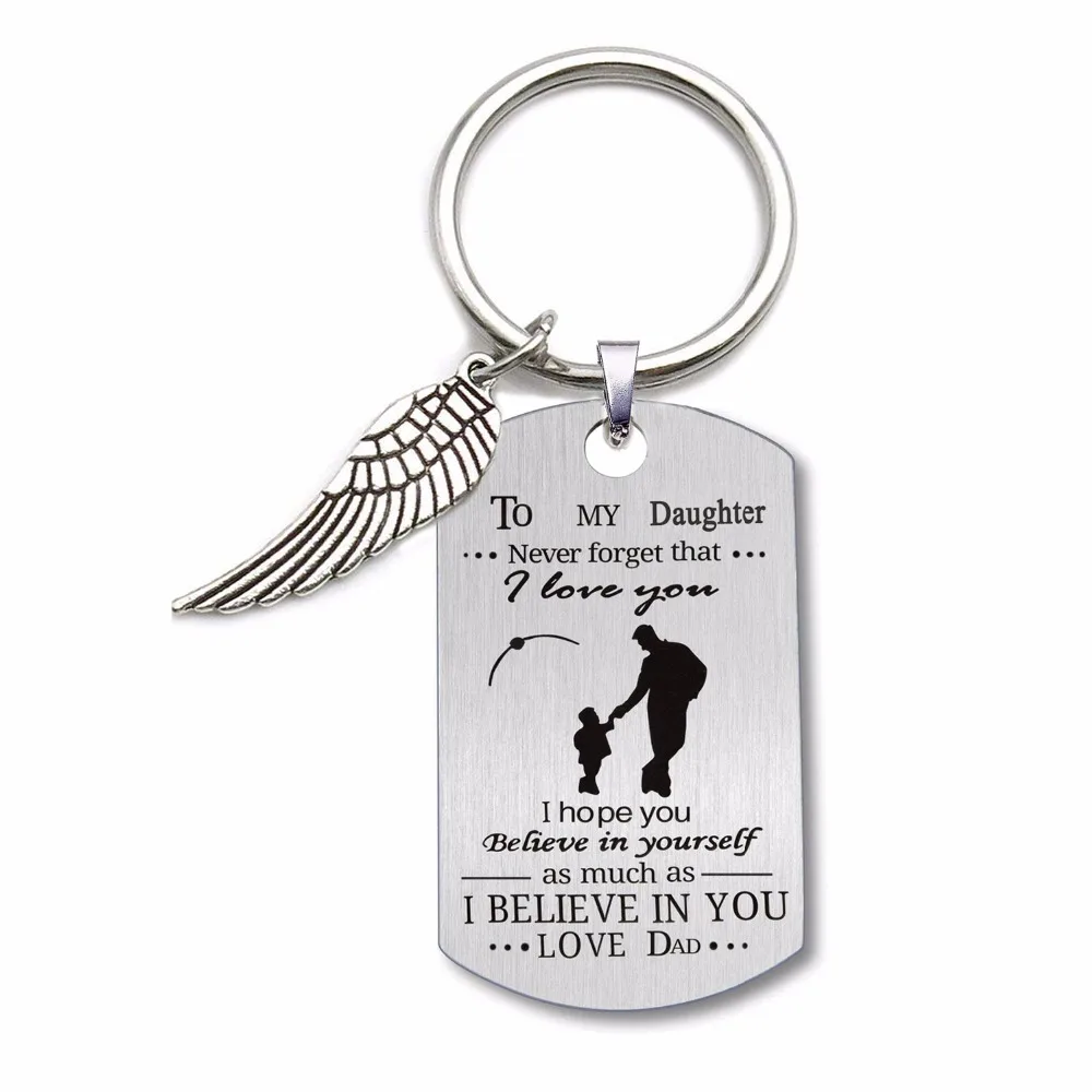 

316L stainless steel Dad/Mom gift to my son / daughter i love you keychains inspired key rings gift dropship wholesale