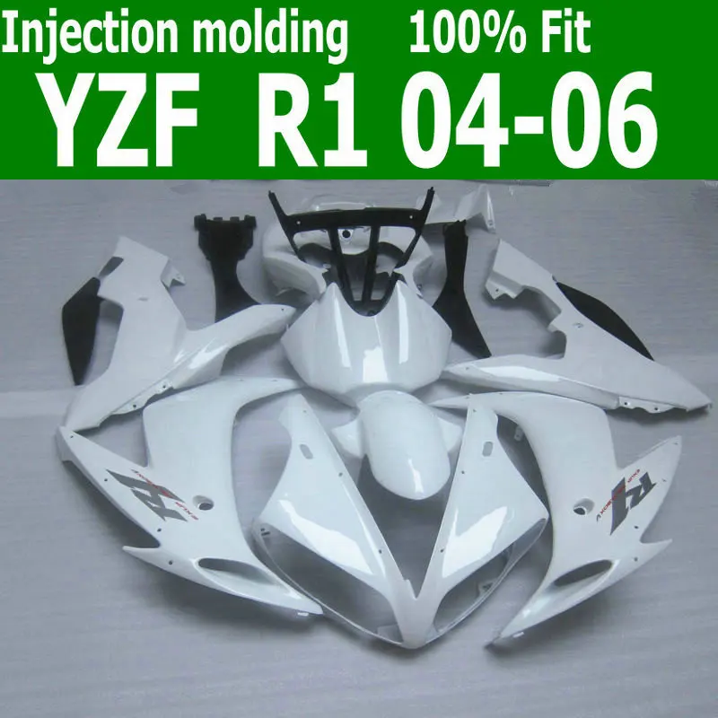 

Литье под давлением для комплекта обтекателей YAMAHA R1 2004 2005 2006 все глянцевые белые Обтекатели 04 05 06 YZF R1 MX19
