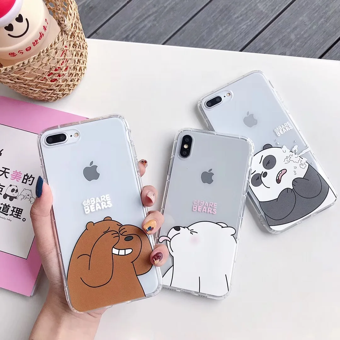 

Fun We Bare Bears funny 3D Relief Candy TPU Cover For Apple iPhone 7 8 6 6s Plus 11 Pro X XS Max Xr Panda brown bear soft Case