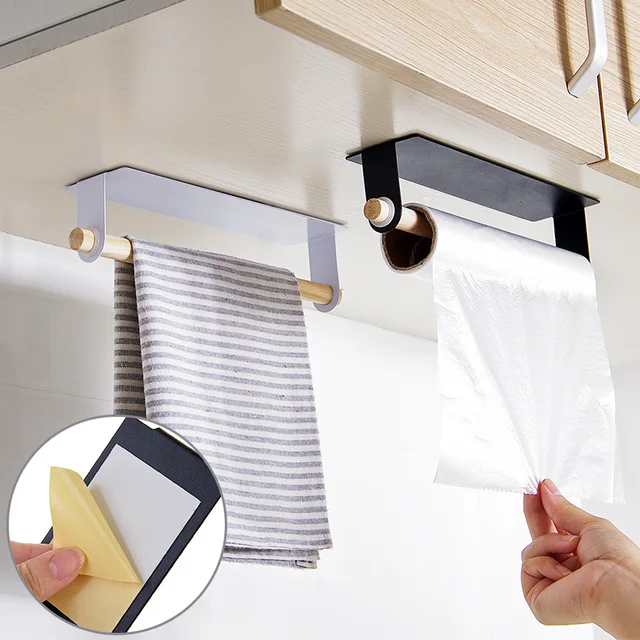 New Kitchen Towel Holder Bathroom Wood And Iron Storager Rack New Kitchen Towel Holder Bathroom Wood And Iron Storager Rack Cabinet Hanging Shelf Organizer Supplies