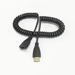 Распродажа прочный м 2,5 м HDMI Мужской Женский пружинный провод Curl гибкий спиральный кабель Шнур
