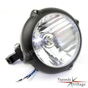 

Black Motorcycle 5.75" Vintage Front H4 12V 55W Headlight Custom Head Lamp for Harley Cafe Racer Chopper Bobber Cruisers