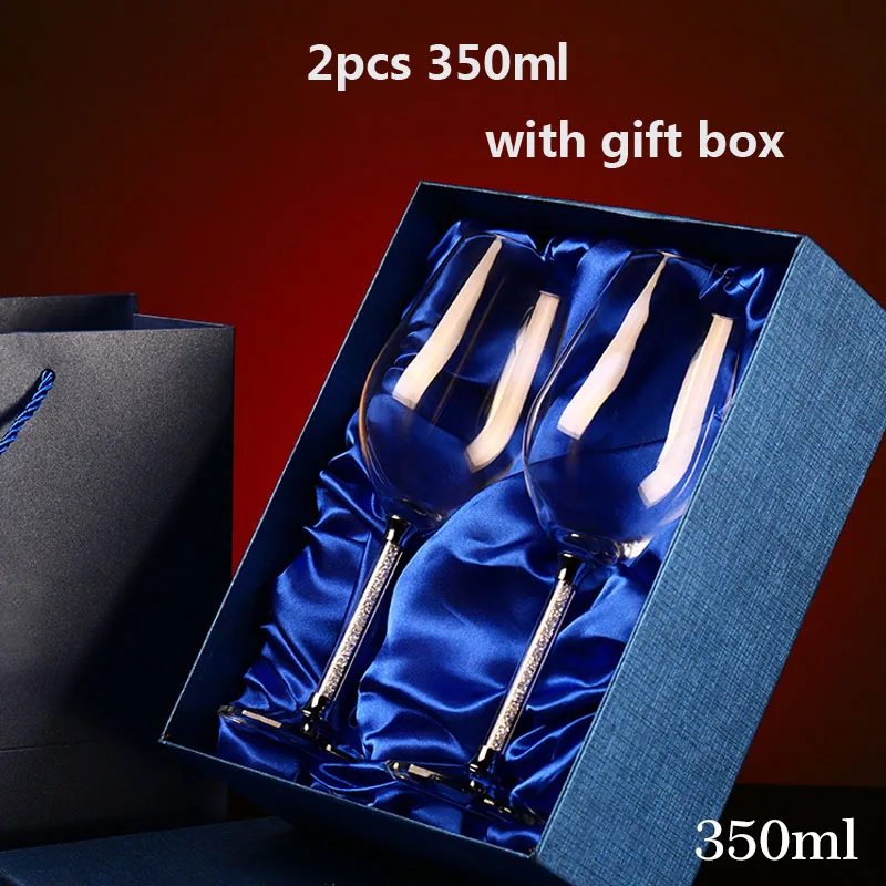 Роскошный бокал для вина без свинца, Алмазный хрустальный бокал, пивной бокал, бокалы для шампанского, модный винный стеллаж, романтические свадебные подарки - Цвет: 2pcs and gift box