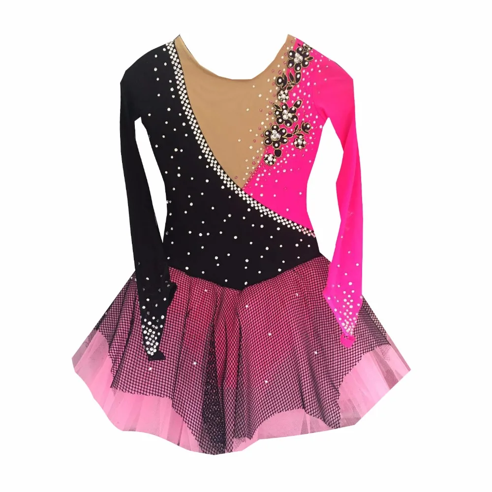 

BHZW figure skating dress women's girl's ice skating dress spandex red