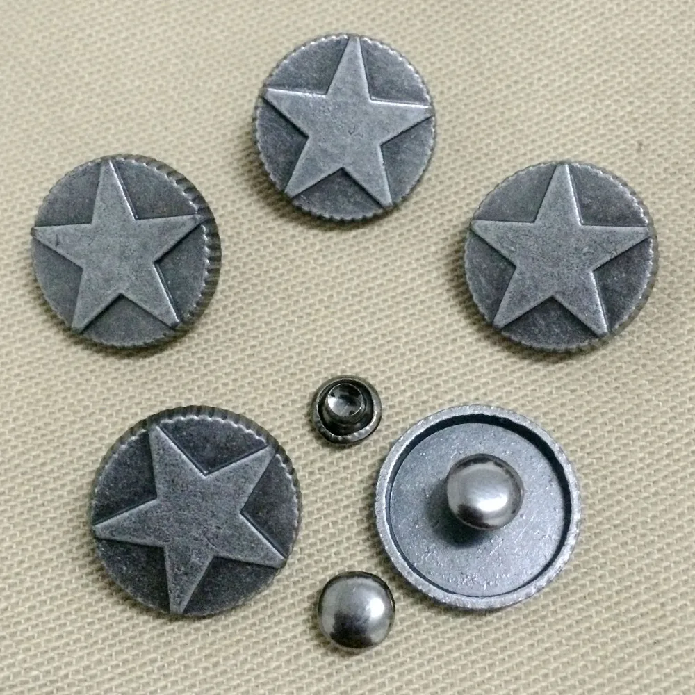 New Coming 50PCS 16MM Antique Silver Round Star Studs Rivet Punk Bottom Star Studs Spike Shoes