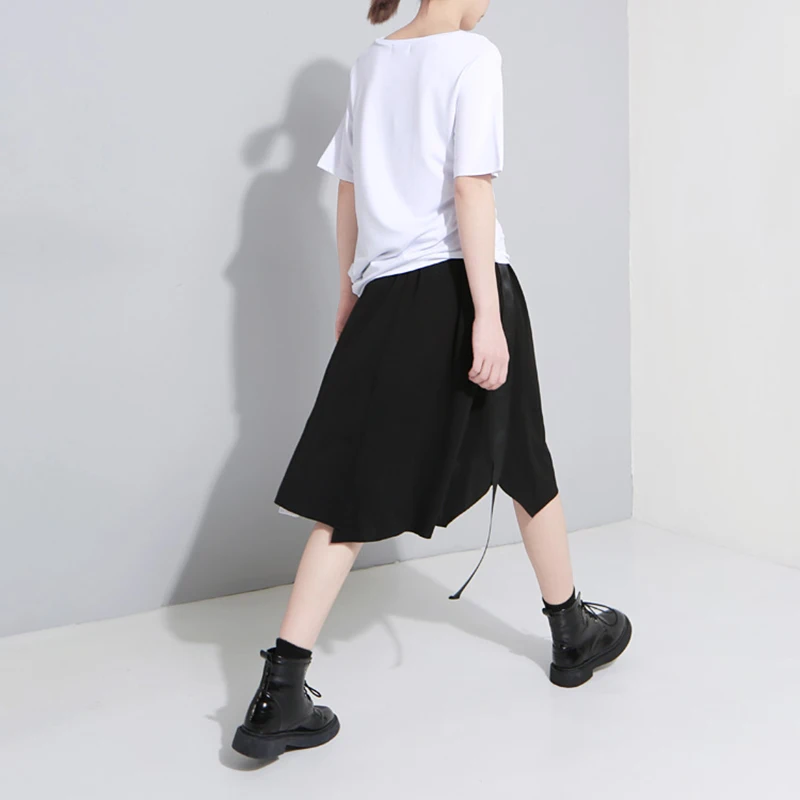TWOTWINSTYLE юбка с лентами для женщин Лоскутная Высокая талия эластичные