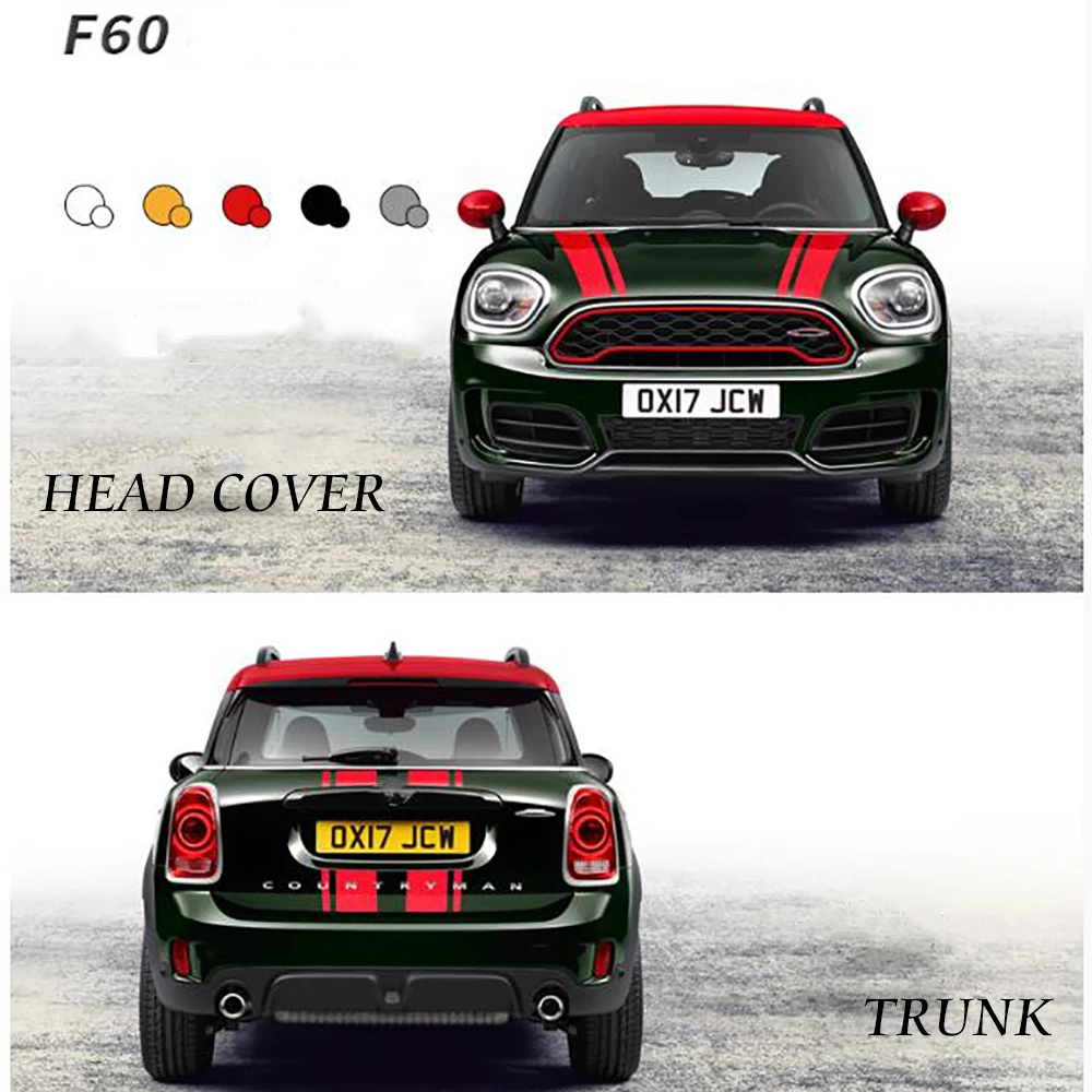 Капот+ багажник двигателя Задняя линия автомобиля наклейки и наклейки автомобиль-Стайлинг для Mini Cooper S countryman F60 Clubman F54 автомобильные аксессуары - Название цвета: F60