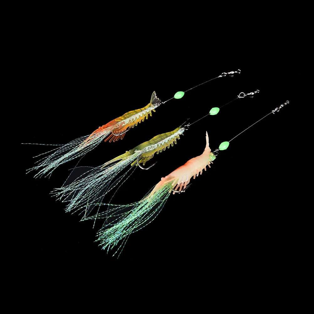 3pcs Silicone Soft Bait Luminous Shrimp Fishing Lure Artificial Baits Carp Fishing Tackle