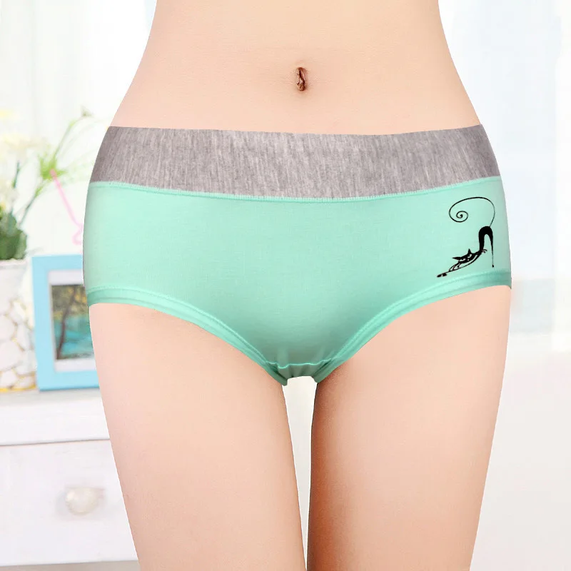 

E-Bloom Seamless Breathable Cotton Panties Mid-Rise Soft Elastic Fitness Underwear Women Girl Cartoon Briefs7 Colors Available