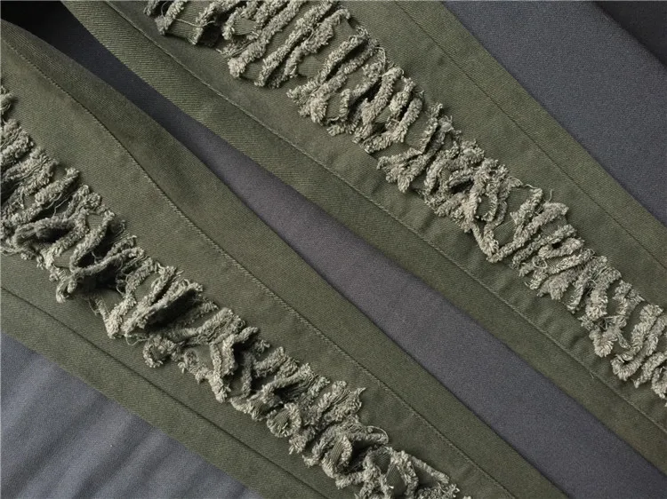 Модные армейские зеленые/черные/белые сексуальные рваные джинсы для женщин, плюс размер, потертые джинсы с высокой талией, женские обтягивающие джинсы