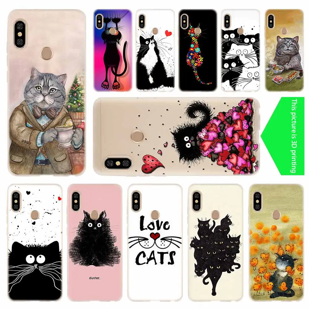 

cover soft Silicone TPU Case For Xiaomi Redmi 3 4X 4a 5 Plus 5a S2 6a 6 Pro Note 5 6 4 3 5a Fluffy cat
