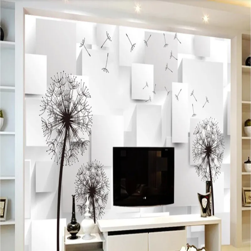 

Three-dimensional square dandelion background wall painting