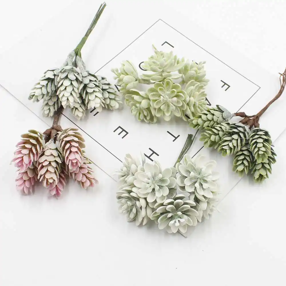 

6Pcs / artificial flower pineapple fleshy fake plant wedding Christmas decoration DIY craft home decoration wreath scrapbooking
