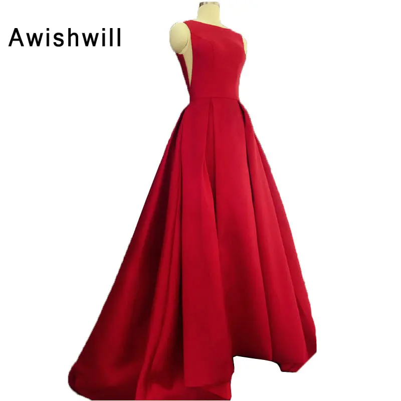 Новое поступление, красные вечерние платья, длинное винтажное платье из атласа с открытой спиной для женщин, элегантные вечерние платье для выпускного вечера de Festa
