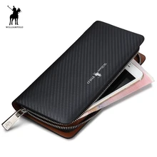 HOT!!! WILLIAMPOLO 2017 Original Brand 100% Leather Wallet Men Famous Long Knitting Pattern Wallet Men Luxury Brand Wallets #118