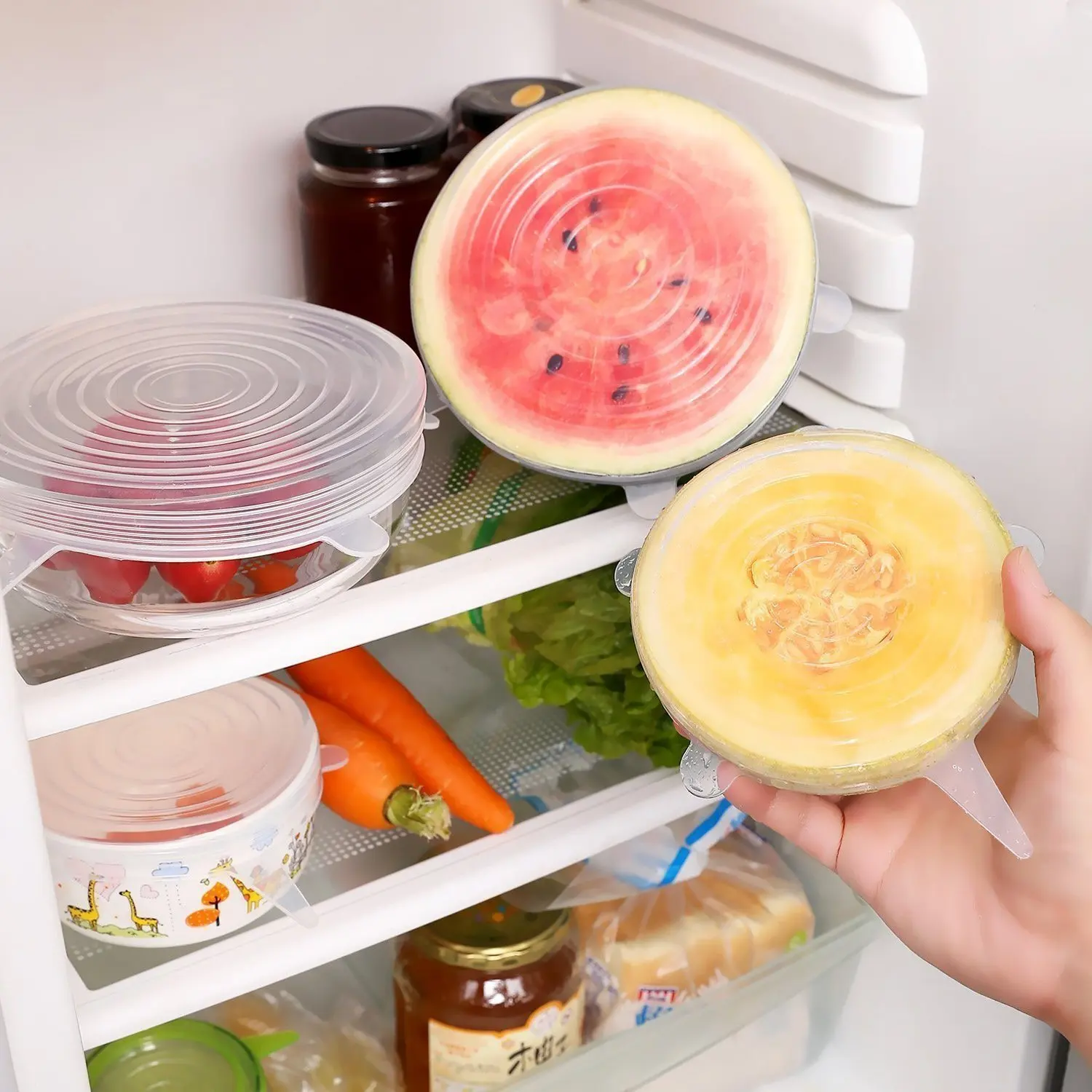 

6pcs Reusable silicon stretch lids universal lid Silicone food wrap bowl pot lid silicone cover pan cooking Kitchen Stoppers