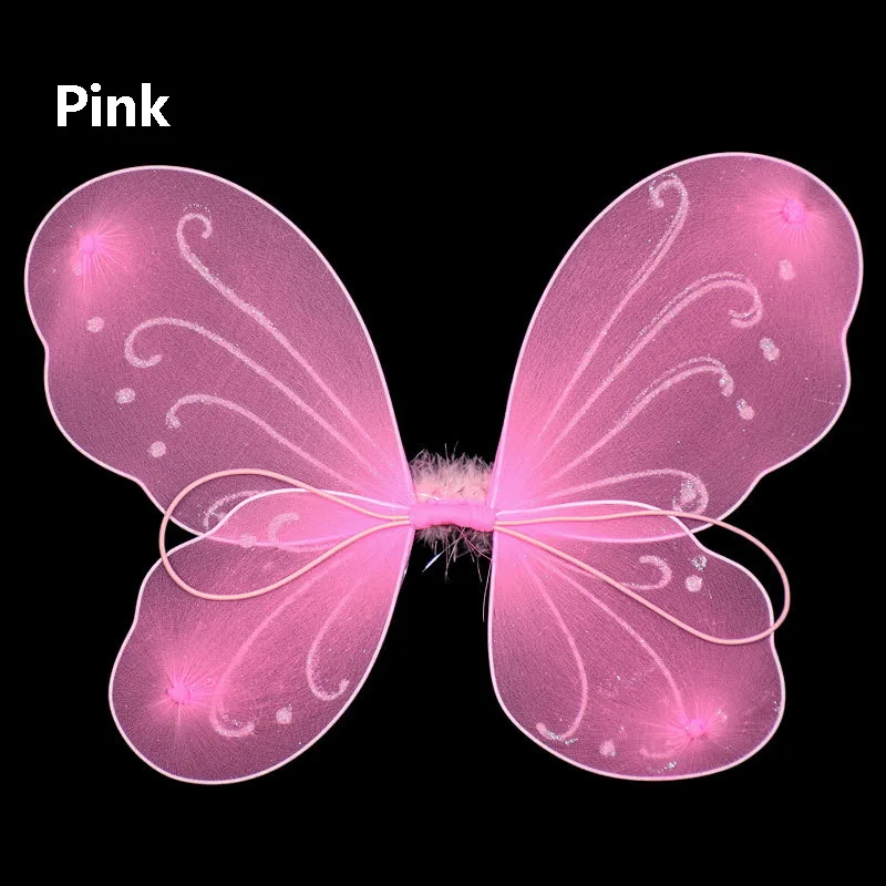 Pink 1 шт./партия, Размеры 35*42 см, разноцветные, 10 цветов, для детей, для девочек, принцесса, фея, милые маленькие крылья бабочки, праздничный костюм, аксессуары - Цвет: Pink