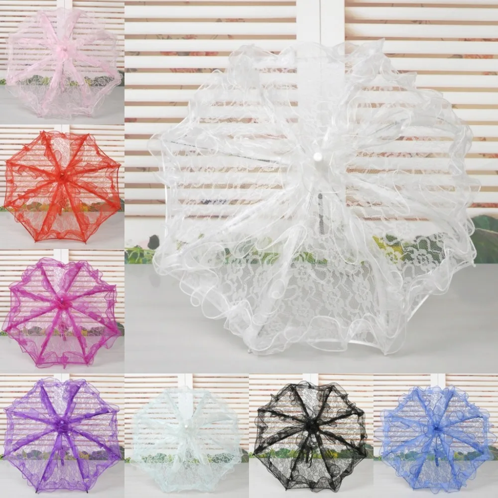 

22" Child Kids Flower Girl Handmade Parasol Lace Sun Umbrella Bridal Wedding 9colors
