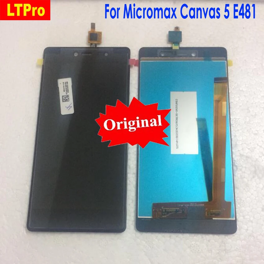 TOP  LTPro Original New Black LCD Display + Touch Screen Digitizer Assembly For Micromax Canvas 5 E481 E