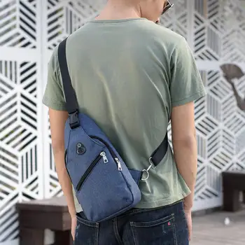

Fishsunday Outdoor Sports Running Bags Men Outdoor Pure Color USB Canvas Messenger Shoulder Bag Chest Bag 0801