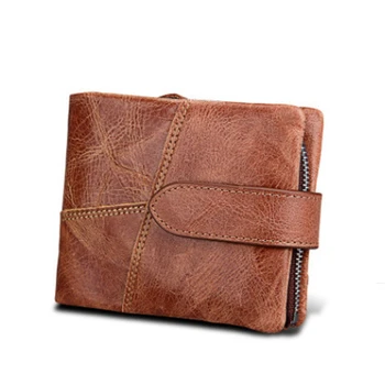

2020 Hot Brand Design Men Wallet Genuine Crazy Horse Cowhide Leather Men Wallet Short Coin Purse Small Vintage Wallets