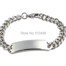 5 шт. оптом 9 мм ковбой цепи ID браслет Для мужчин браслет Нержавеющая сталь 8.26 ''хорошее качество