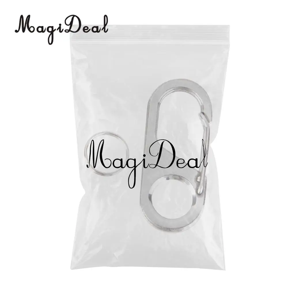 MagiDeal Lightweight Stainless Steel Figure 8 Shape Carabiner& Keyring for Outdoor Camping Fishing Traveling Supplies Silver
