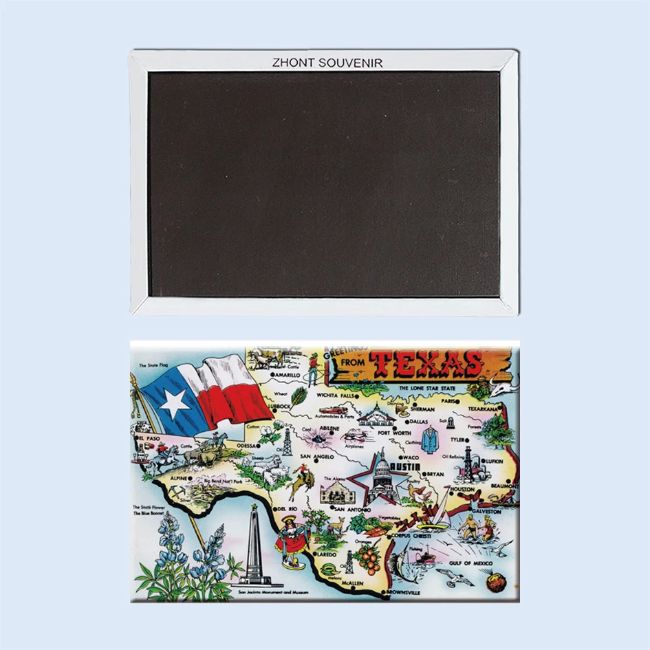 

Decorative Sticker,Fridge Magnets greetings from Texas Map Retro Souvenir for Store 22192 Vintage Nostalgic art Magnetic Image