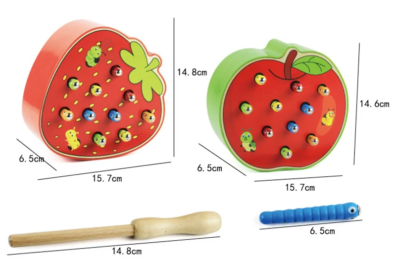 Монтессори игрушки развивающие деревянные игрушки для детей раннего обучения Дети интеллект ловить черви Игра магнитная деревянная игрушка