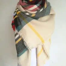 Za зима клетчатый шарф дизайнерский унисекс, акриловые базовые шали женские шарфы большой размер одеяло шарф