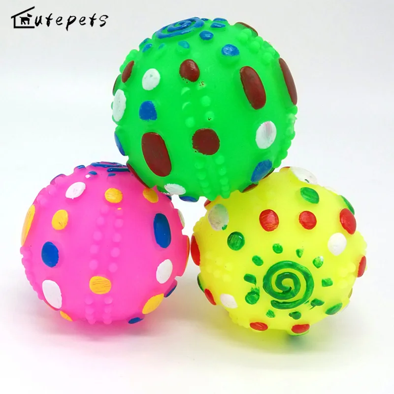 Funny Dog toys colorful squeaky toy ball chew sound ball pet for small
