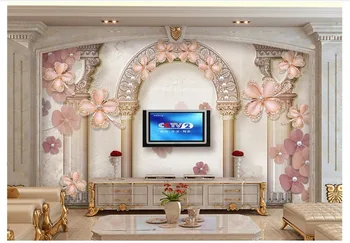 

3D Custom European Style Mural Photo Wallpaper Roman column jewelry pearl television sofa background home decoration painting