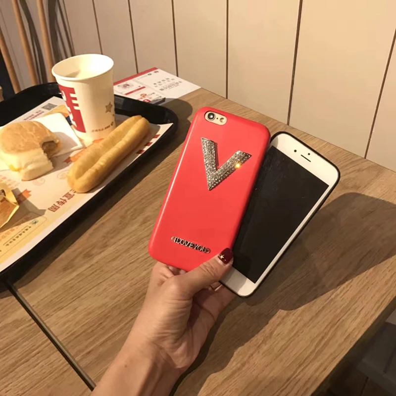 Aoweziic Mobile phone shell V word For iPhone XR 7plus sheepskin X XS MAX 6S anti fall 8plus innovate Diy soft protective sleeve