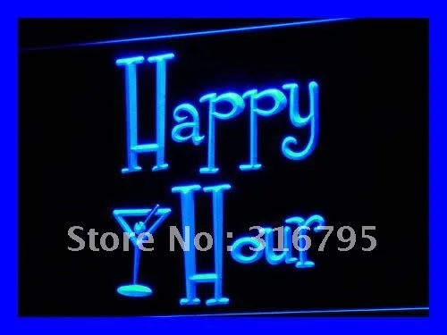 

i558 Happy Hours Bar Pub OPEN Beer LED Neon Light Light Signs On/Off Switch 20+ Colors 5 Sizes