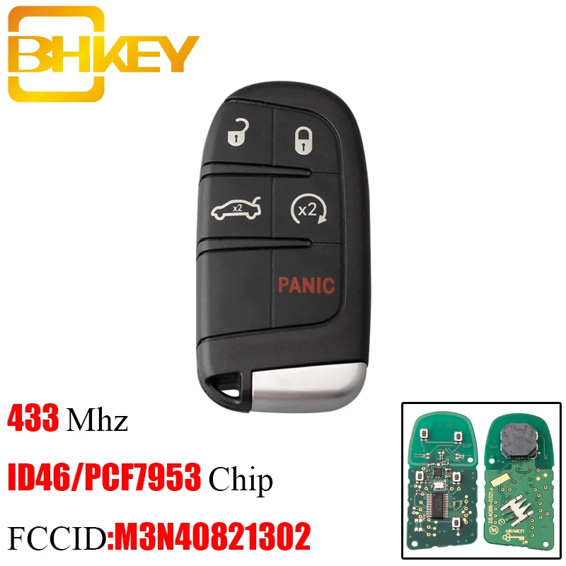 

BHKEY 5 Button Smart Remote Key For Chrysler M3N-40821302 433Mhz For Chrysler Dodge Charger Journey Challenger Durango 300 keys