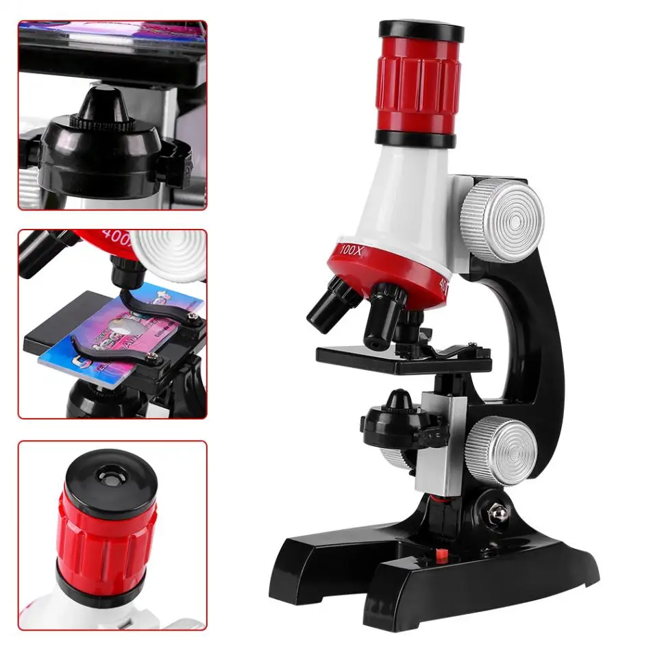  Microscope Kit Lab LED 100X-1200X Home School Educational Toy Science Teaching Biological Monocular - 32857477361