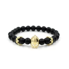 Faitheasy микро циркония Корона воин будет шлем бусины натуральный матирующий браслет из бисера