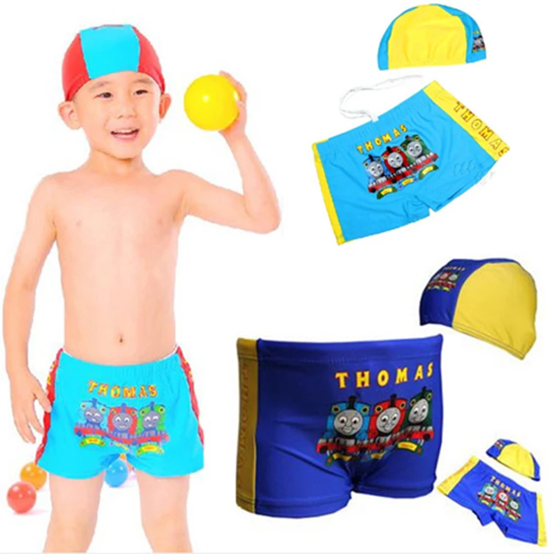 

New 2016 Boys Summer Cartoon Swimsuit Hats&Trunks Sets For Little Boys Bathing Suit Swimwear Children Clothes SW027-CGR1