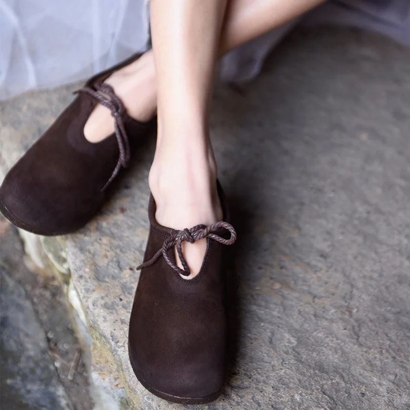 

Artmu 2019 New Women's Shoes Comfortable Flat Deep Mouth Casual Shoes Genuine Leather Handmade Soft Retro Four Seasons Flats