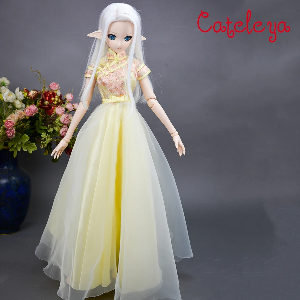 Dollhouse Miniature Dark Skin Girl Long Dress 3 1//4/'/' T